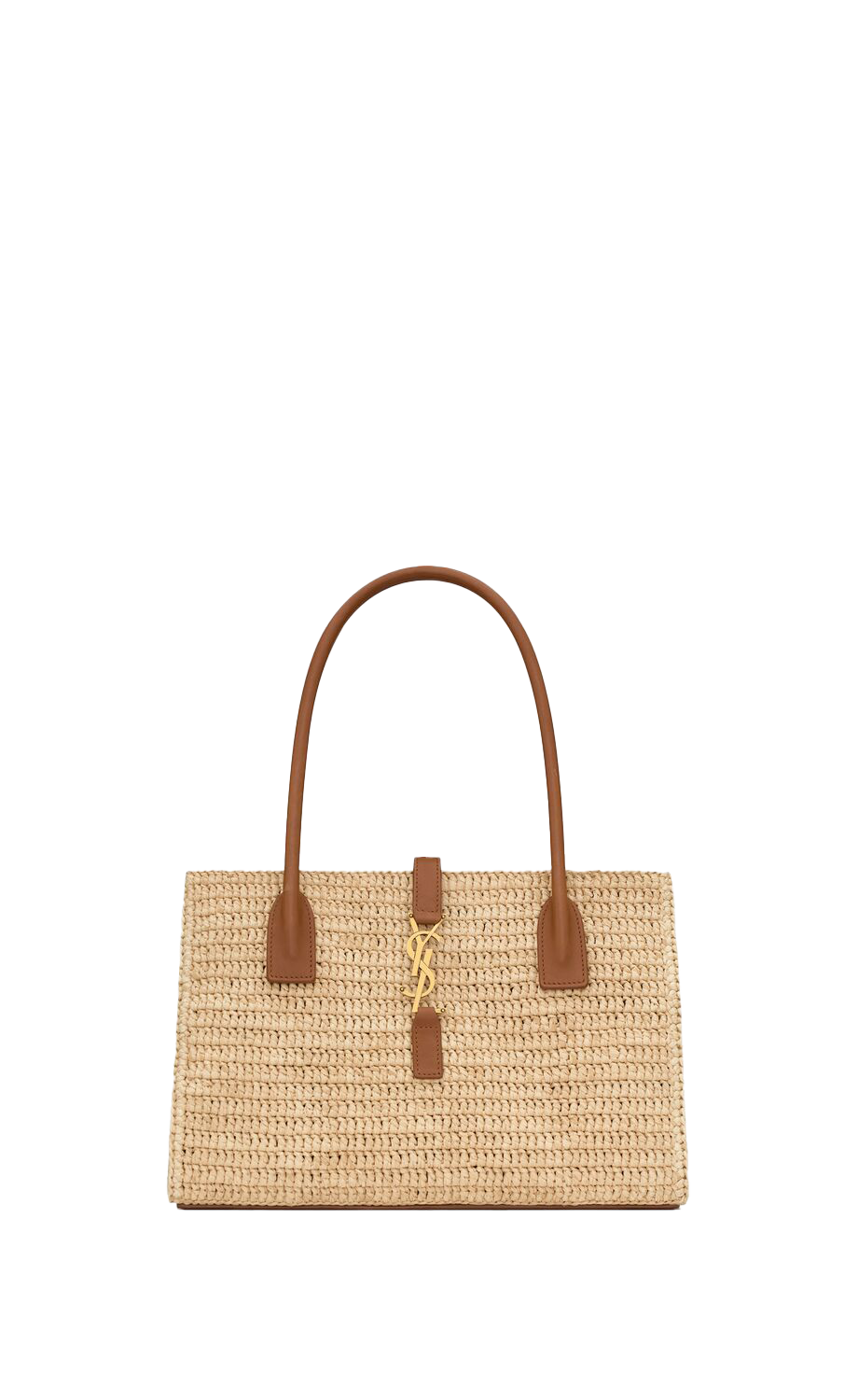 Panier Rectangle In Raffia And Leather