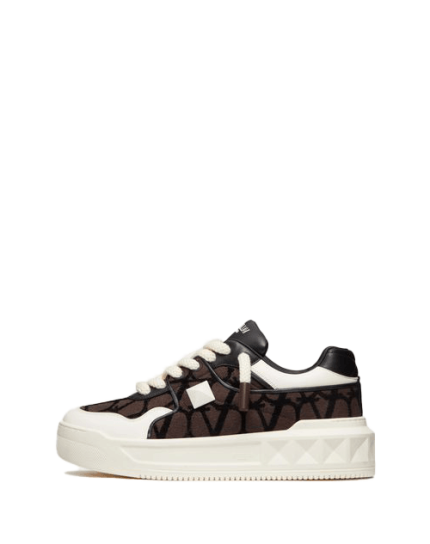 One Stud Xl Low-Top Sneaker In Nappa Leather And Toile Iconographe Fabric