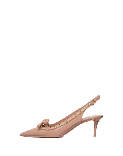 Rockstud Bow Slingback Patent Leather Pump 60mm