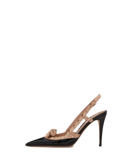 Rockstud Bow Slingback Patent Leather Pump 100mm