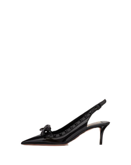 Rockstud Bow Slingback Pump In Patent Leather With Matching Studs 60mm