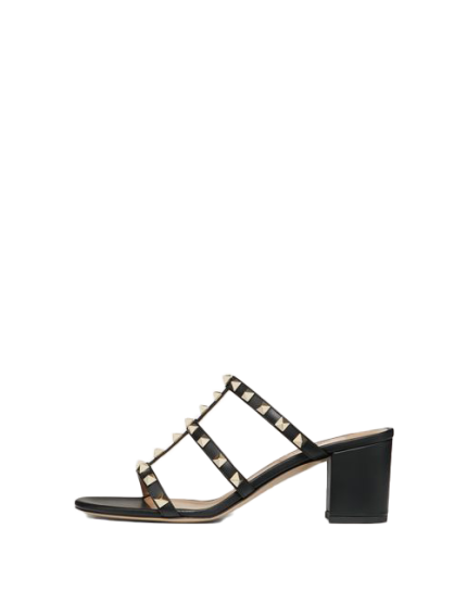 Rockstud Calfskin Leather Slide Sandal 60 MM