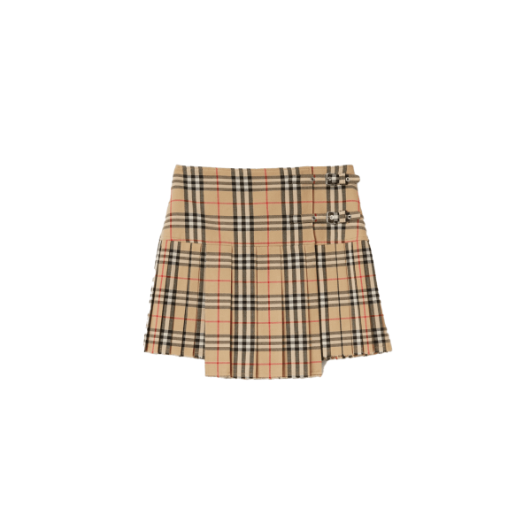 Pleated Check Wool Mini Kilt