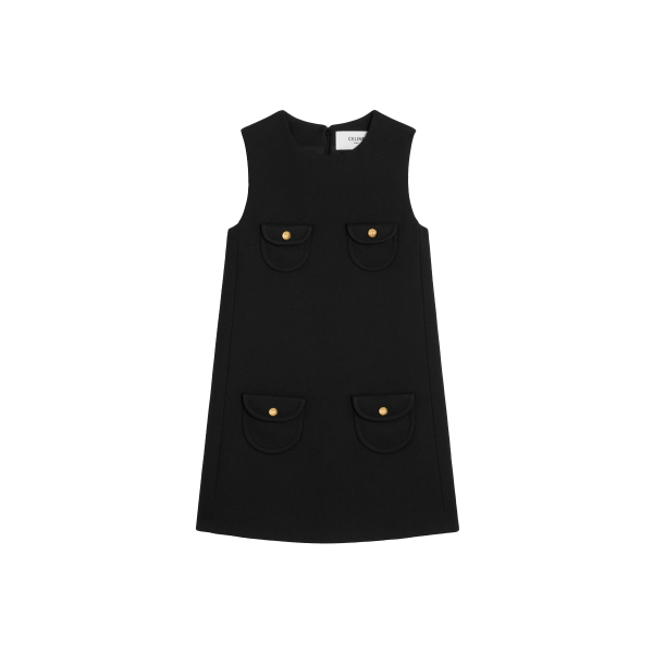 Trapeze Mini Dress In Double Faced Wool Tricotine