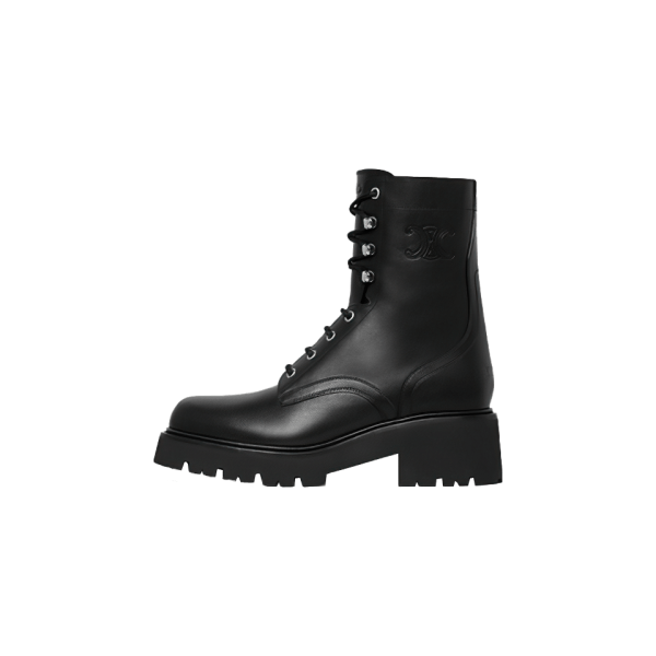 Celine Triomphe Rangers Mid Lace-Up Boot In Shiny Bull