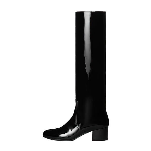 Les Bottes Celine Triomphe High Boot En Cuir De Veau Verni