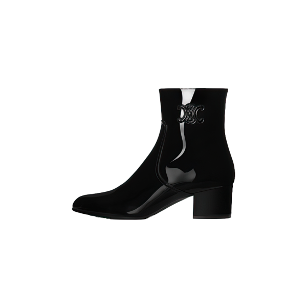 Les Bottes Celine Triomphe Zipped Boot In Patent Calfskin