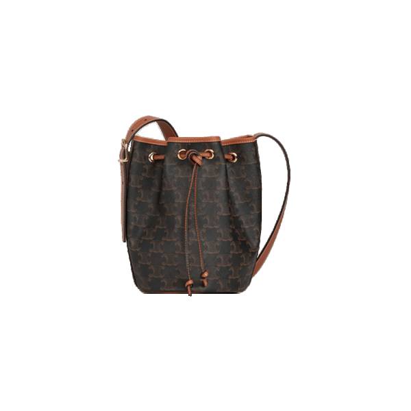 Small Drawstring Bag In Triomphe Canvas And Calfskin