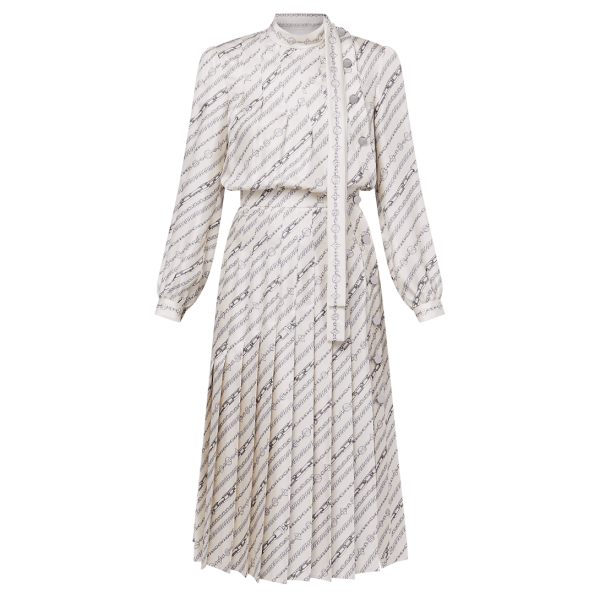 Long-Sleeved Chain Print Dress