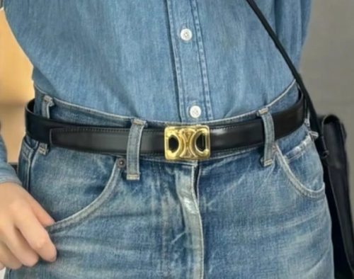 Medium Reversible Framed Triomphe Belt In Taurillon And Natural Calfskin photo review