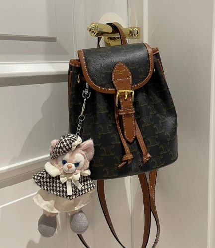 Clique para ver em tela cheia Mini Backpack Folco In Triomphe Canvas And Calfskin photo review