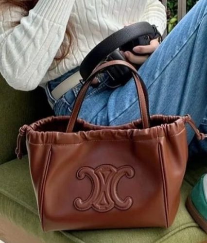 Click to view full screen Small Cabas Drawstring Cuir Triomphe In Smooth Calfskin photo review